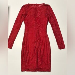 GUESS Red Lace Long Sleeve Dress sz XS